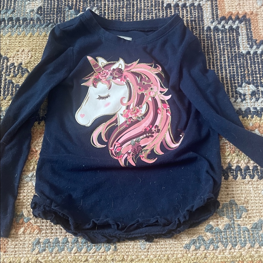 Garanimals Navy and Pink Unicorn Long Sleeve Tee